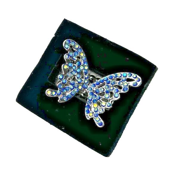 Paparazzi Butterfly Orchard Blue Iridescent Wide Stretch Ring P4WH-BLXX-194XX - Picture 1 of 7